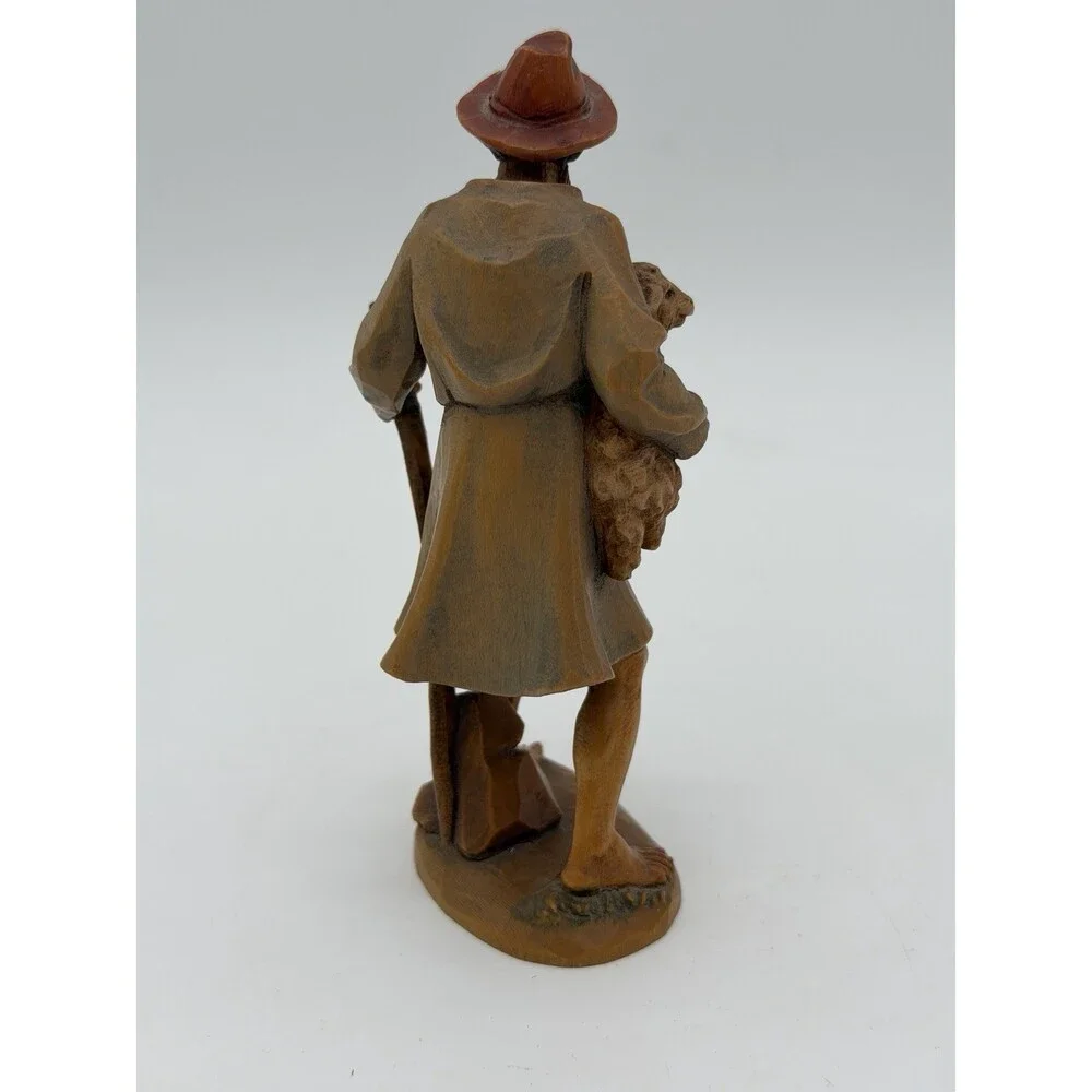 Anri Italy Folk Art Vintage Hand Carved Wood Shepherd Nativity Figurine 5.5”H
